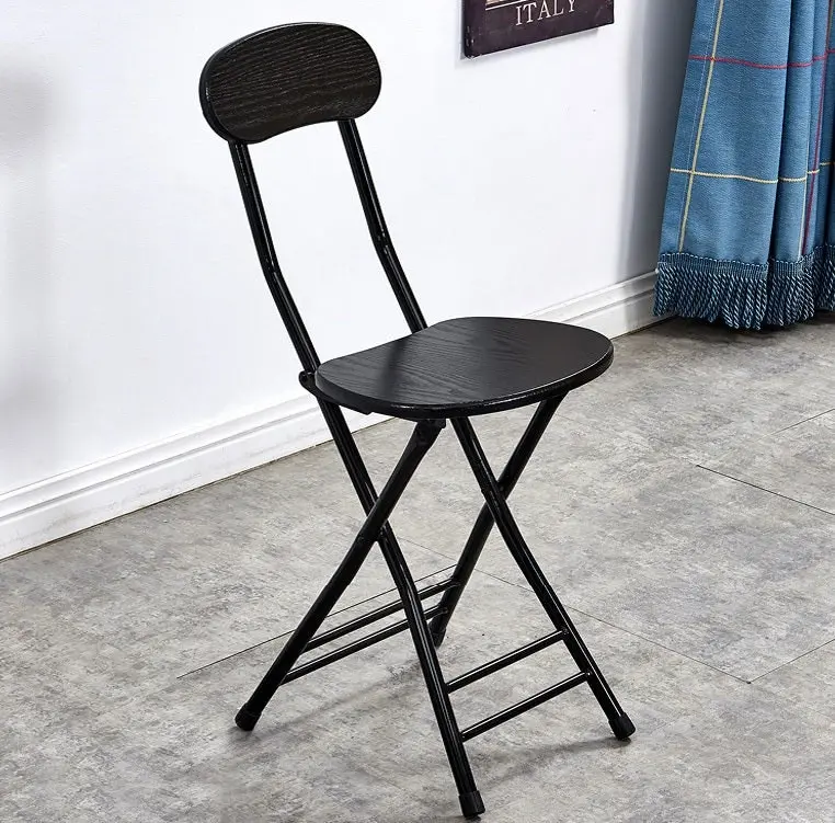 Grace Steel and Wood Folding Chair (Black)