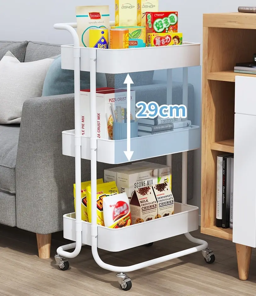 3-Tier Multipurpose Storage Rolling Organizer Rack Shelf Utility Cart Trolley