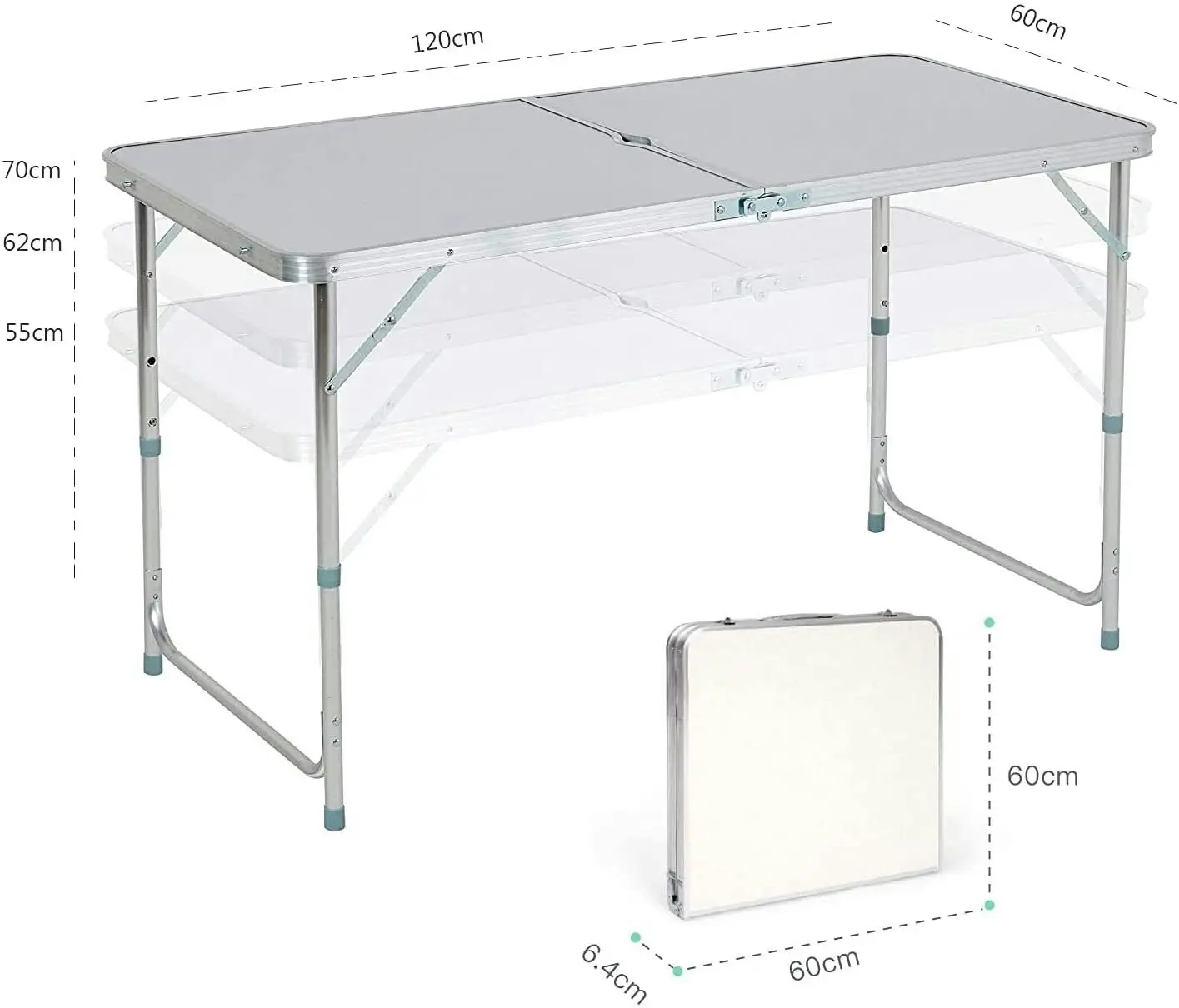 3-Piece Outdoor Camp Setting Folding Table & Chairs Set (White)