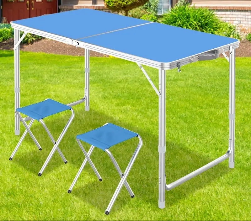 3-Piece Outdoor Camp Setting Folding Table & Chairs Set (Blue)