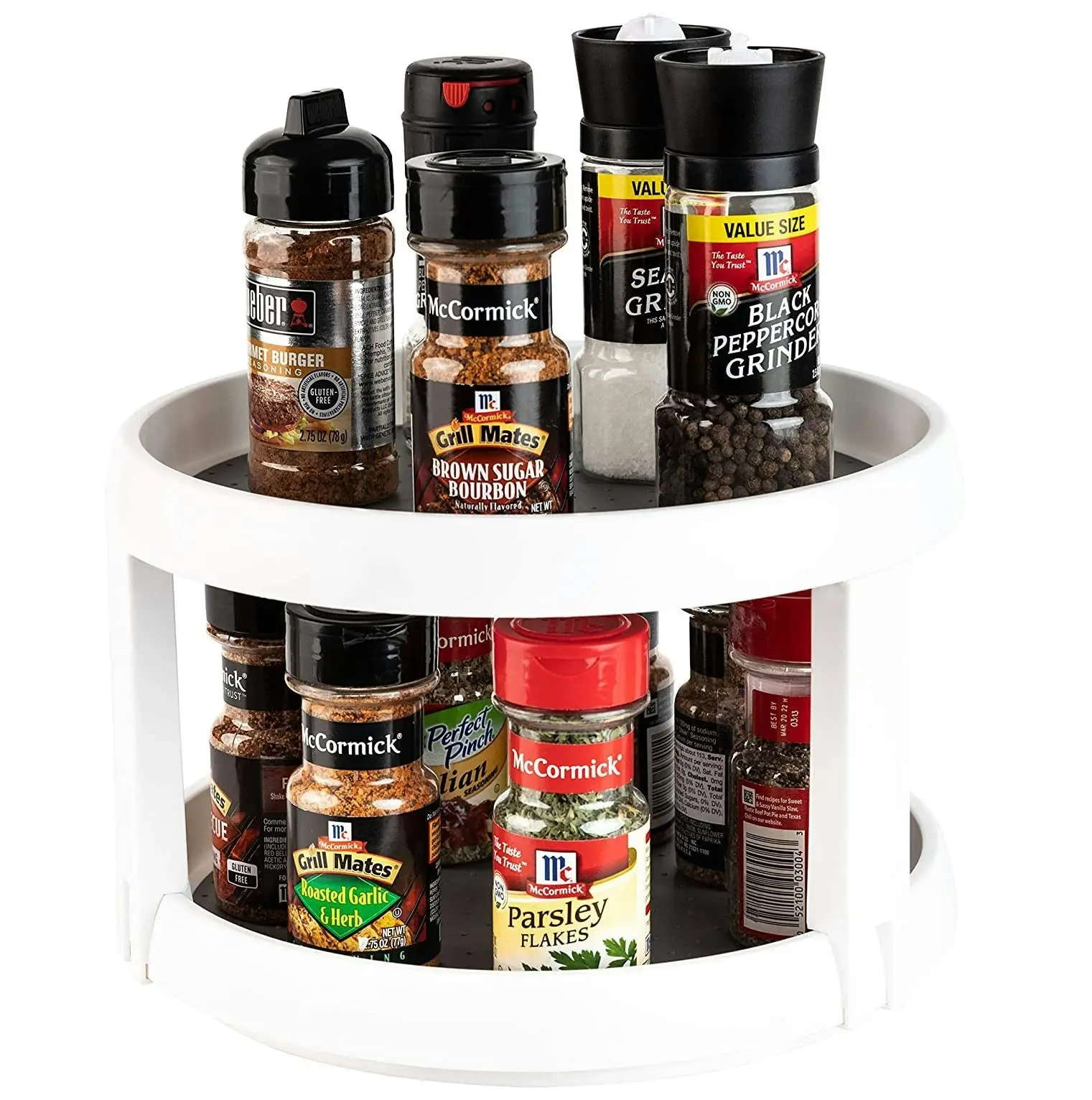 2-Tier Rotating Spice Rack Lazy Suzan Kitchen Countertop Shelf Storage Organiser