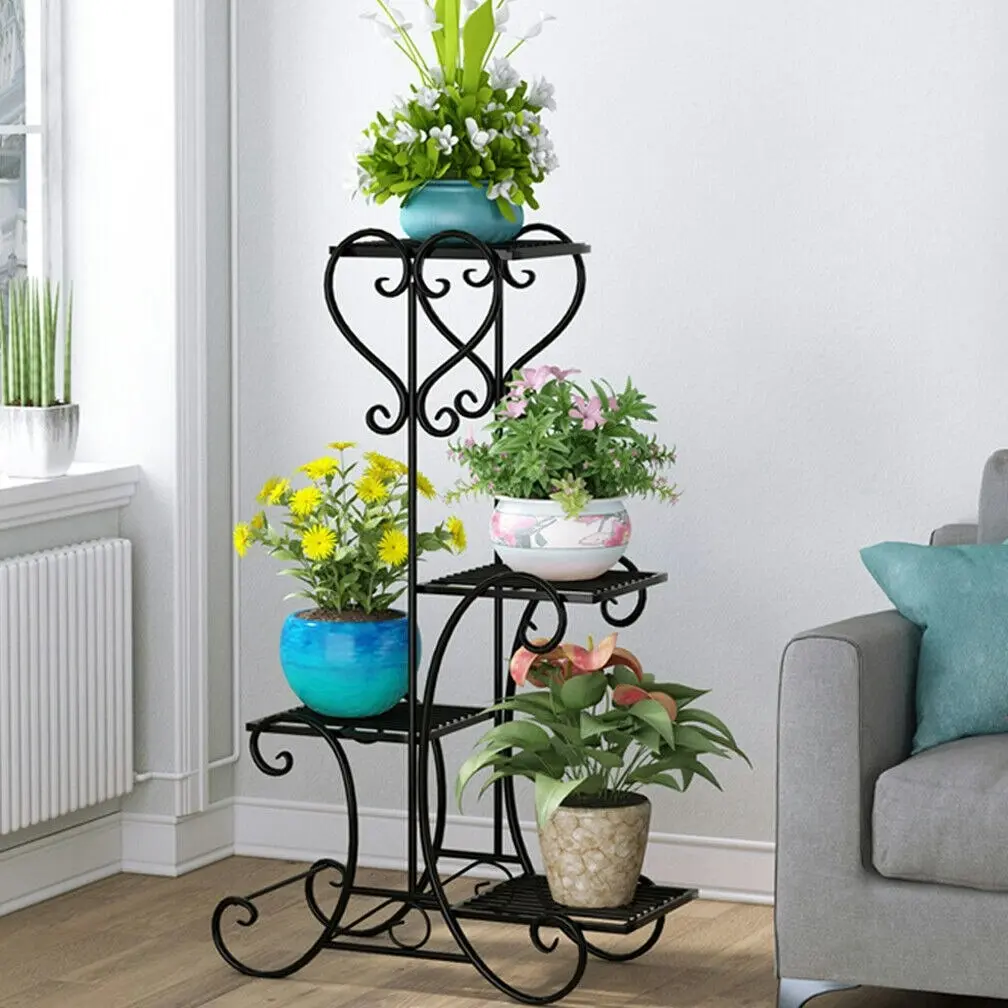 4-tier Metal Plant Stand Shelf Display Rack Flower Pot Holder Planter Garden Storage Organizer