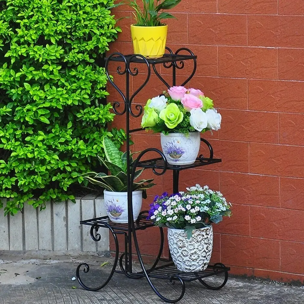 4-tier Metal Plant Stand Shelf Display Rack Flower Pot Holder Planter Garden Storage Organizer