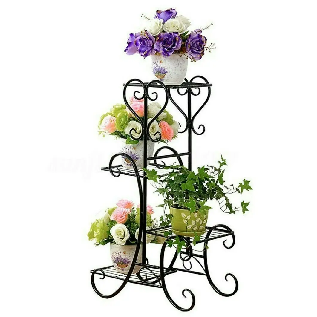 4-tier Metal Plant Stand Shelf Display Rack Flower Pot Holder Planter Garden Storage Organizer