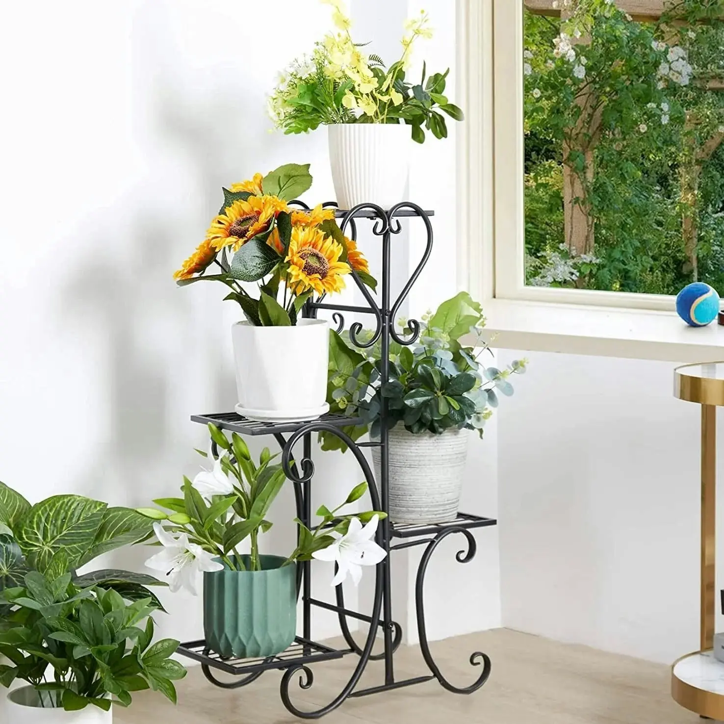 4-tier Metal Plant Stand Shelf Display Rack Flower Pot Holder Planter Garden Storage Organizer