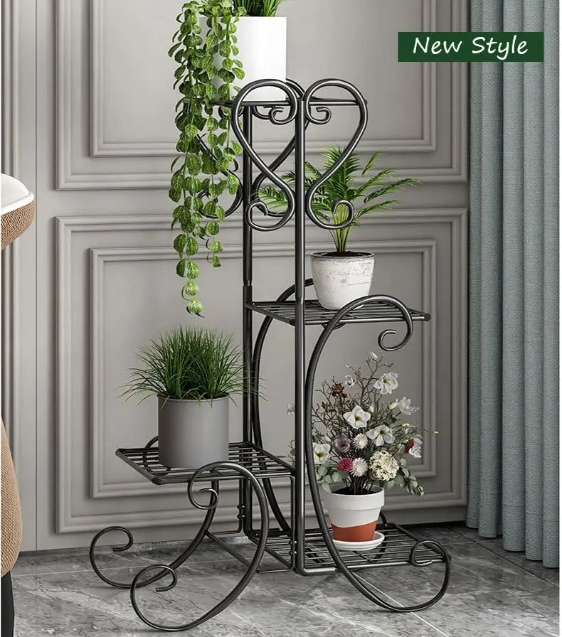 4-tier Metal Plant Stand Shelf Display Rack Flower Pot Holder Planter Garden Storage Organizer