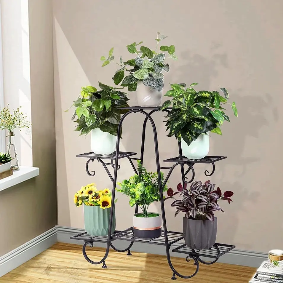 6-tier Metal Plant Stand Shelf Display Rack Flower Pot Holder Garden Storage Organizer