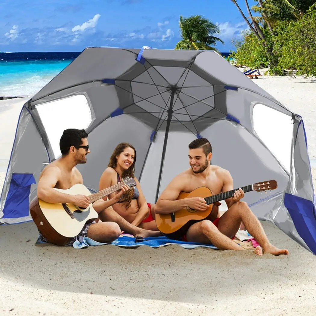 Large Canopy Camping Beach Sports Events Sun & Rain Umbrella (Blue)