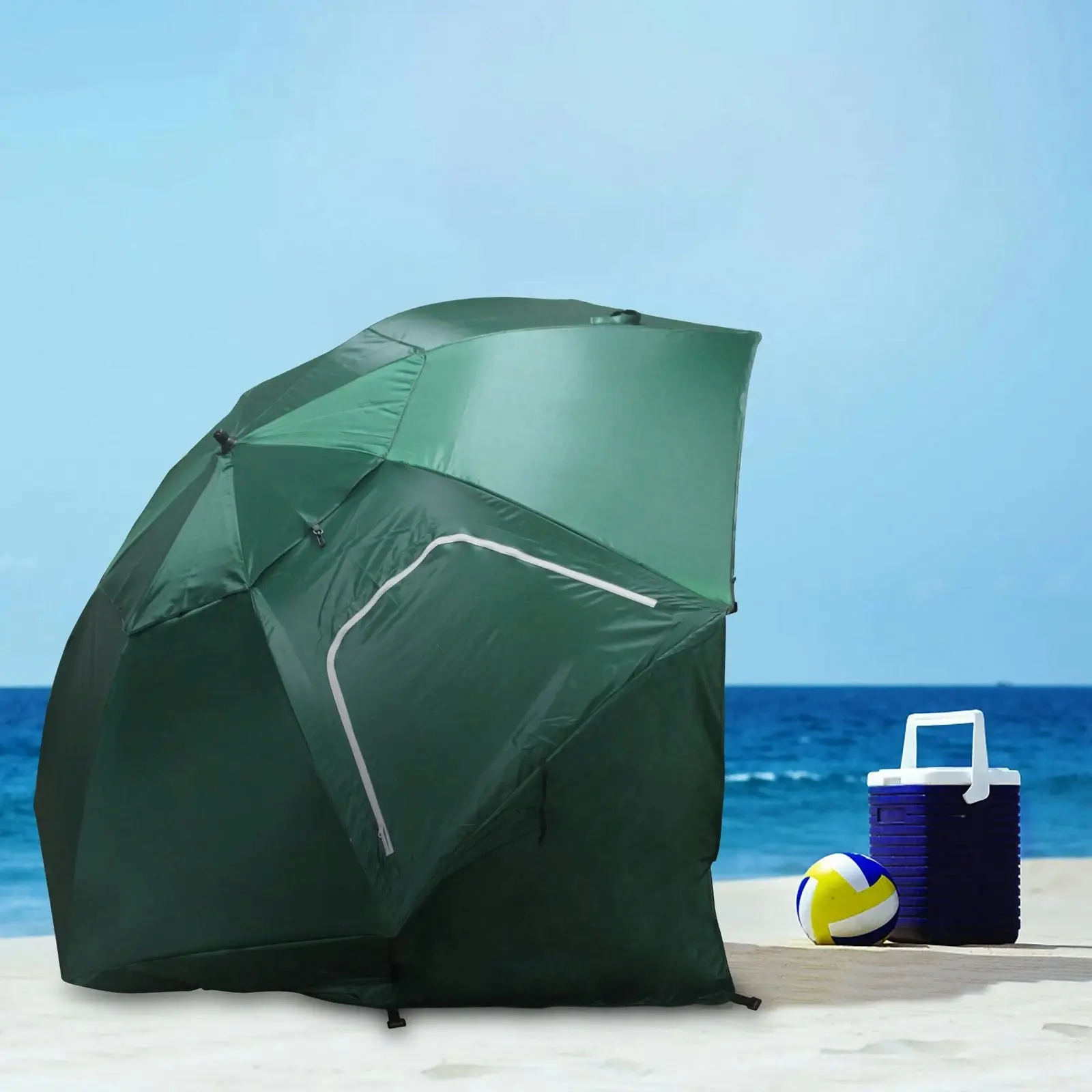 Large Canopy Camping Beach Sports Events Sun & Rain Umbrella (Green)