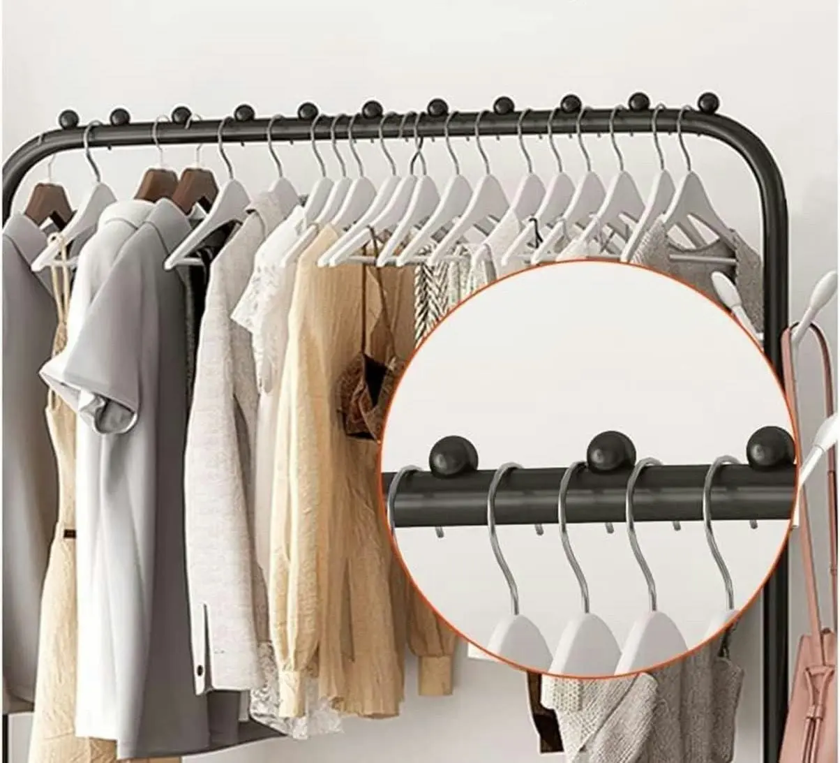 Large 1.5m Wide Coat Hanging Stand Wardrobe Clothes Hanger Rack (White)