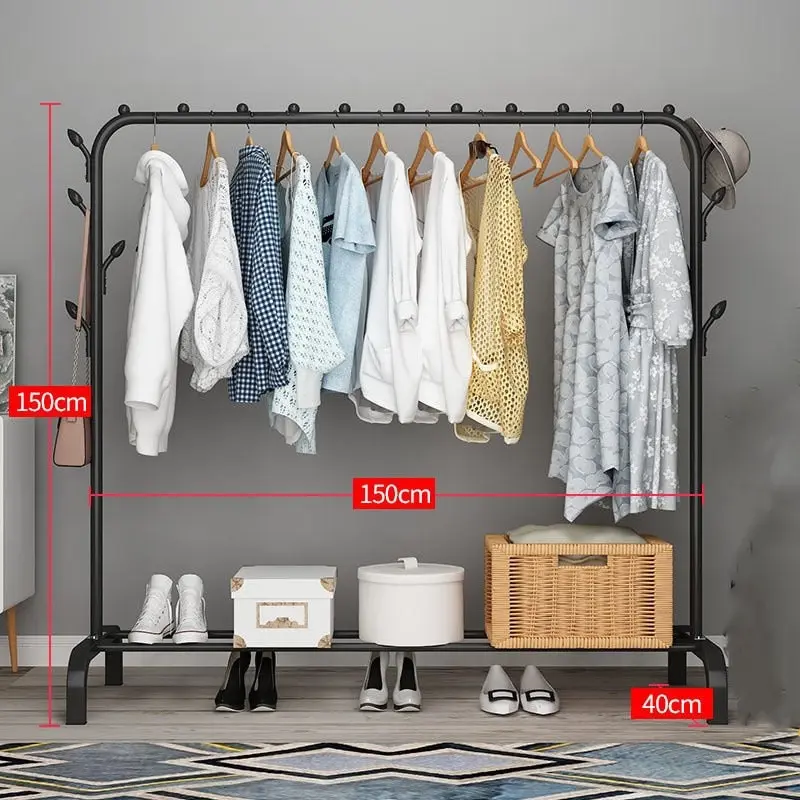 Large 1.5m Wide Coat Hanging Stand Wardrobe Clothes Hanger Rack (White)