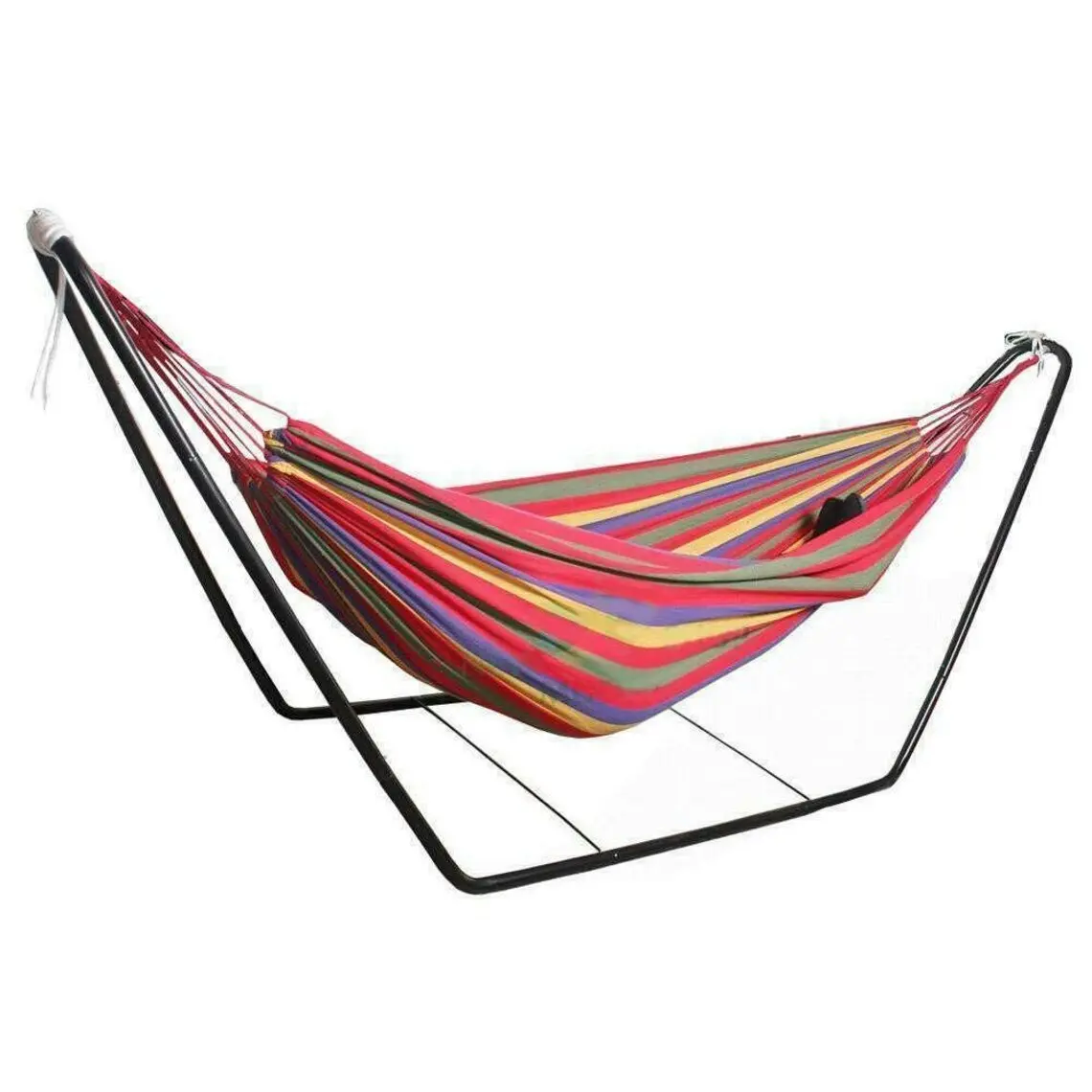 Deluxe Steel Hammock Stand & Cotton Hammock Combo Set (Red)