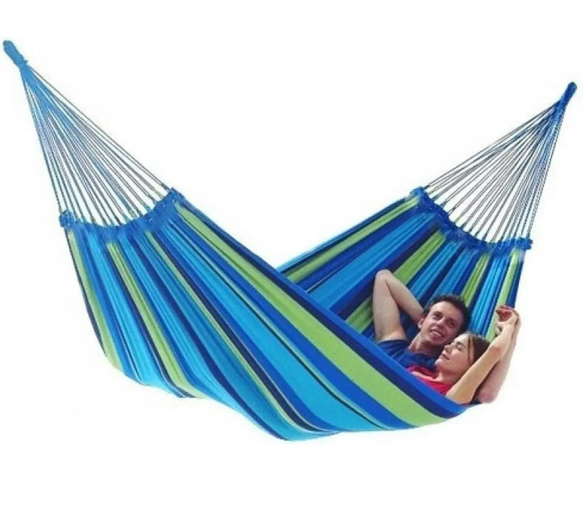 Deluxe Double Hammock and Premium Steel Stand Combo Set (Blue)