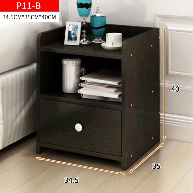 2 x Varossa Classic Bedside Table with Drawer (Black Wood)