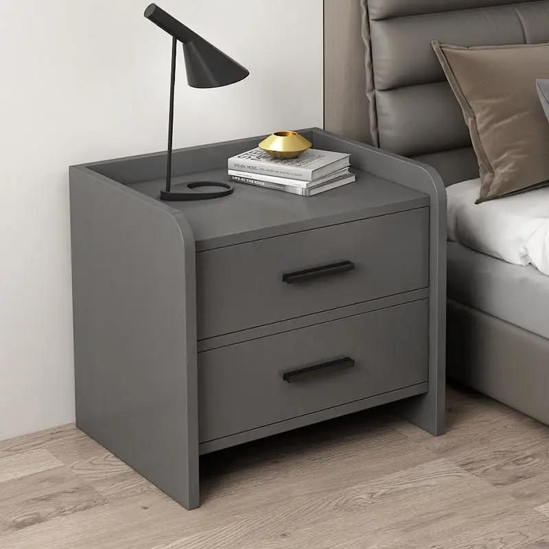 Serene 2-Drawer Bedside Table Nightstand (Charcoal)