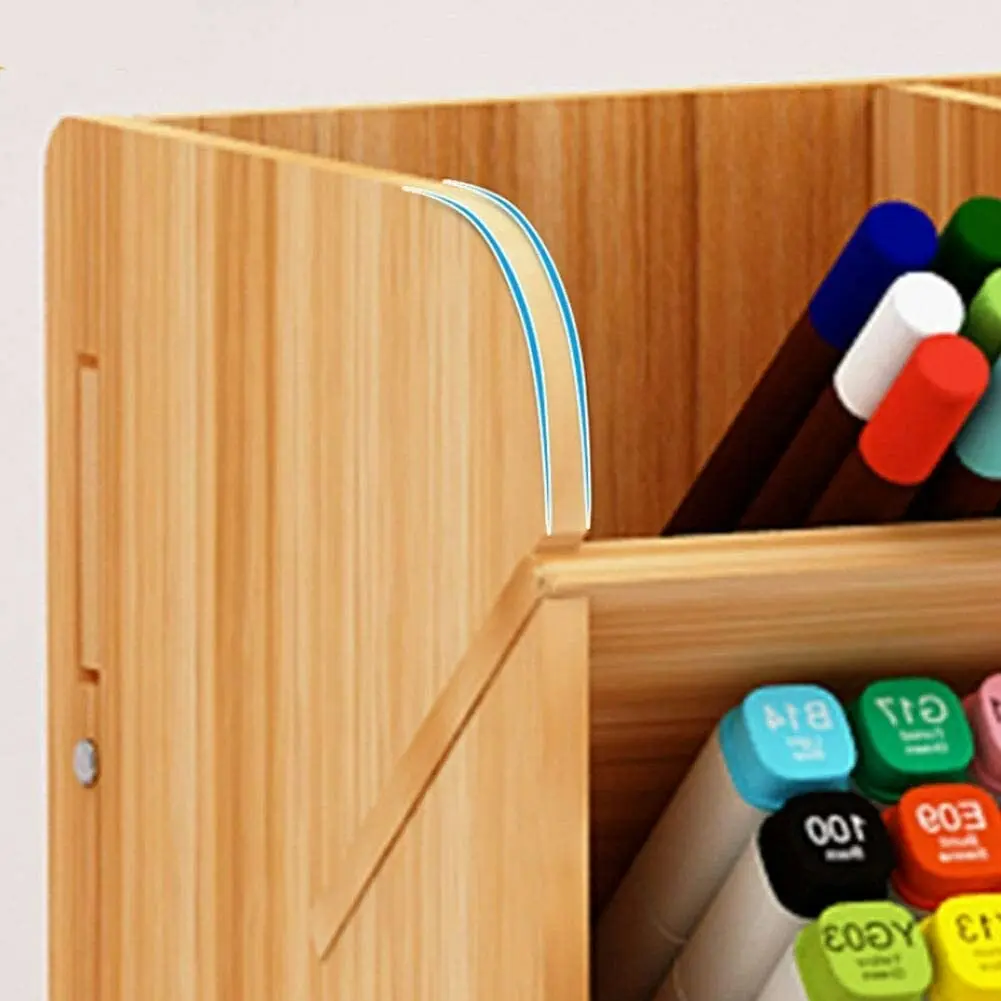 Multi-function Wooden Pen Holder Desktop Organizer Storage Box with Drawer (Oak)