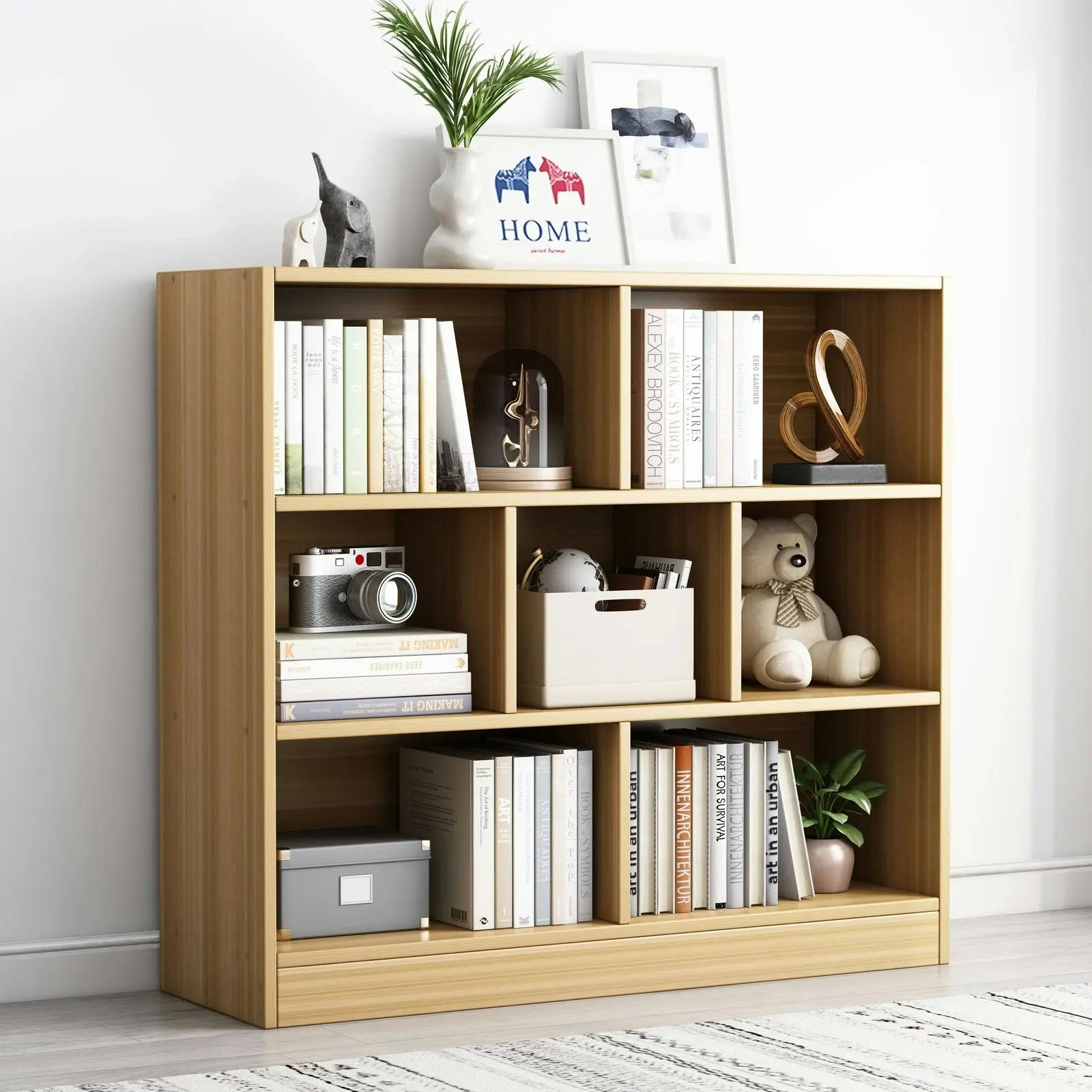 7 Shelving Melodic Bookshelf Display Cabinet Bookcase Shelf Organiser (Oak)