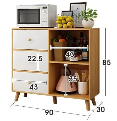 Universal Large Storage Shelf Cabinet Buffet Sideboard with Drawers (Oak)