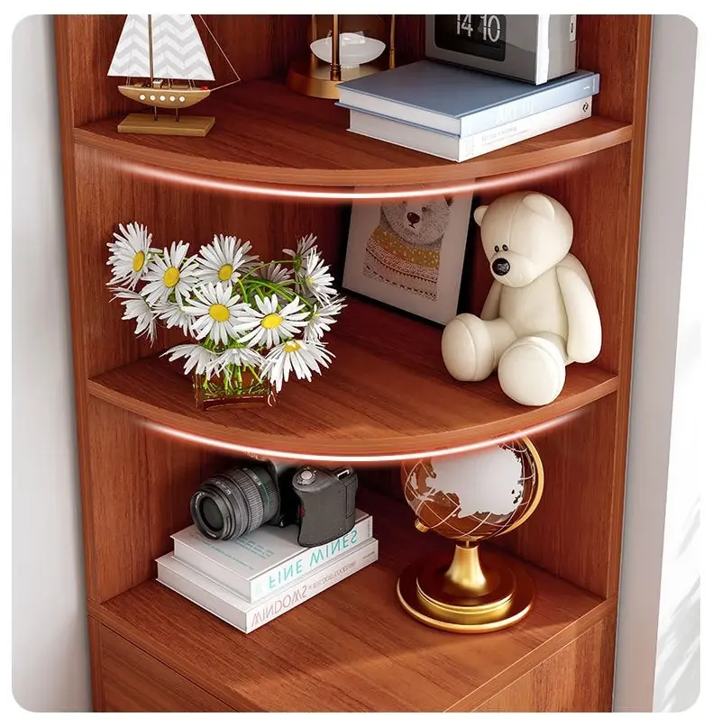 Vision Stylish Wooden Corner Shelf Unit with Cabinet & Drawer (White)