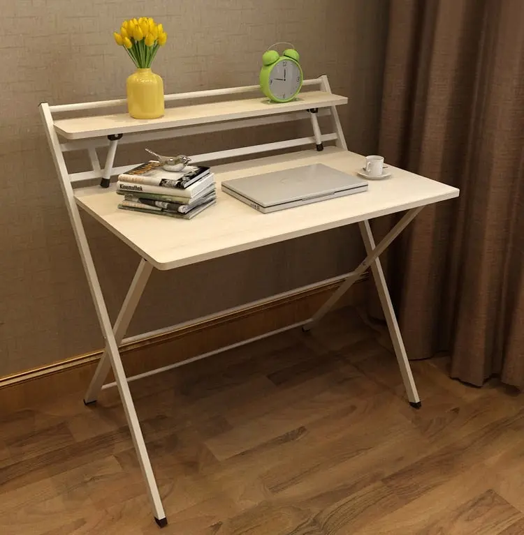 Express Folding Desk with Shelf (White)