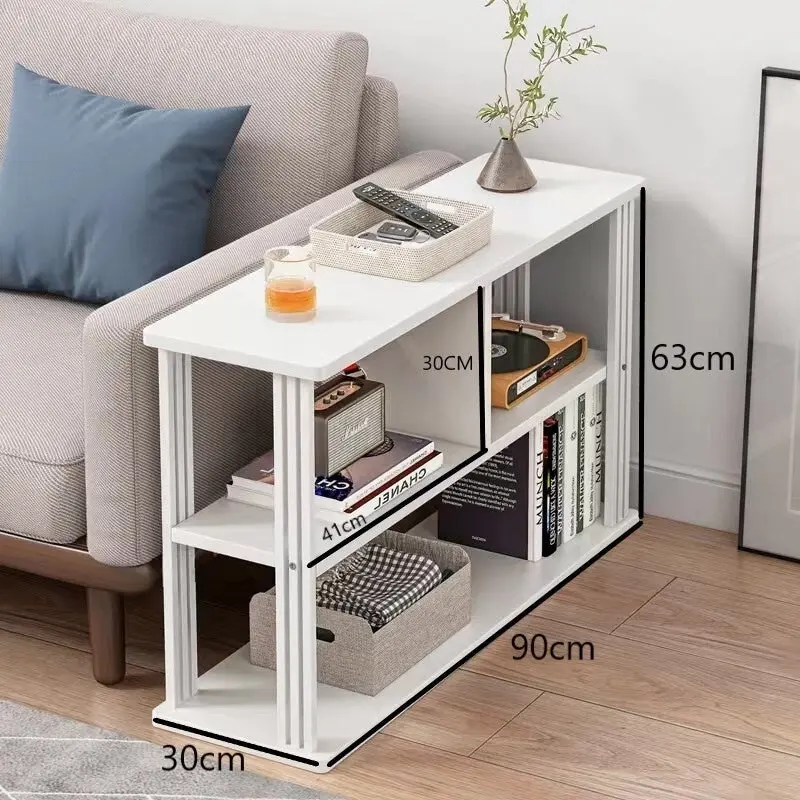 Icon Wood and Steel Sofa Side Table with Shelves (Oak)