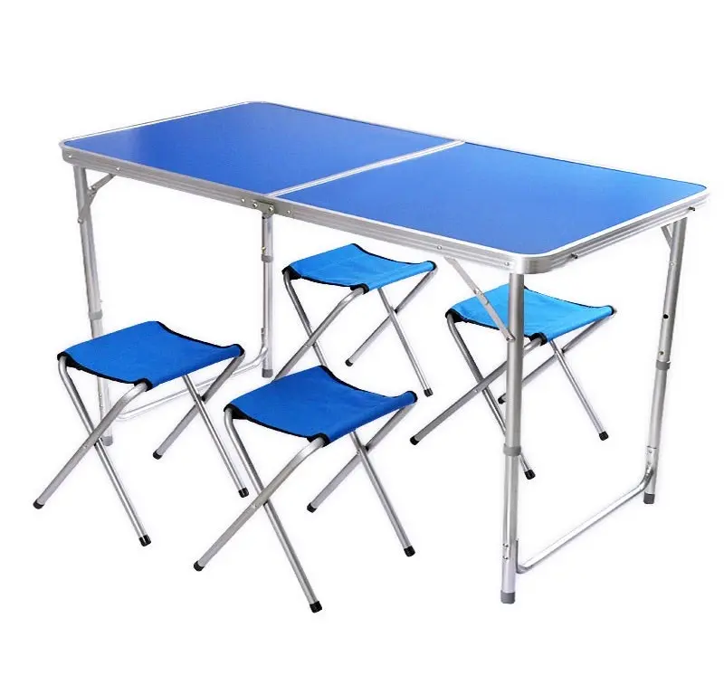 5-Piece Outdoor Camp Setting Folding Table & Chairs Set (Blue)