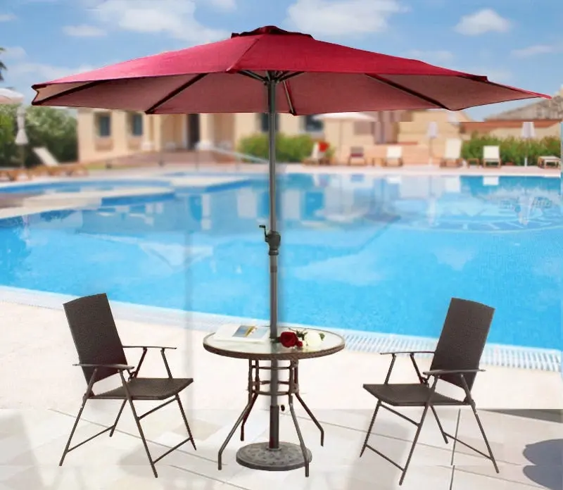 Alfresco 2.7m Steel Outdoor Garden Patio Market Umbrella (Maroon)