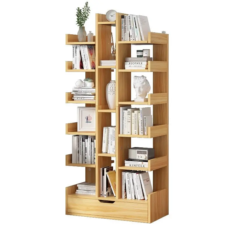 18-Shelf Brilliance Bookshelf Display Cabinet Shelf Bookcase Storage Organizer (Natural Oak)