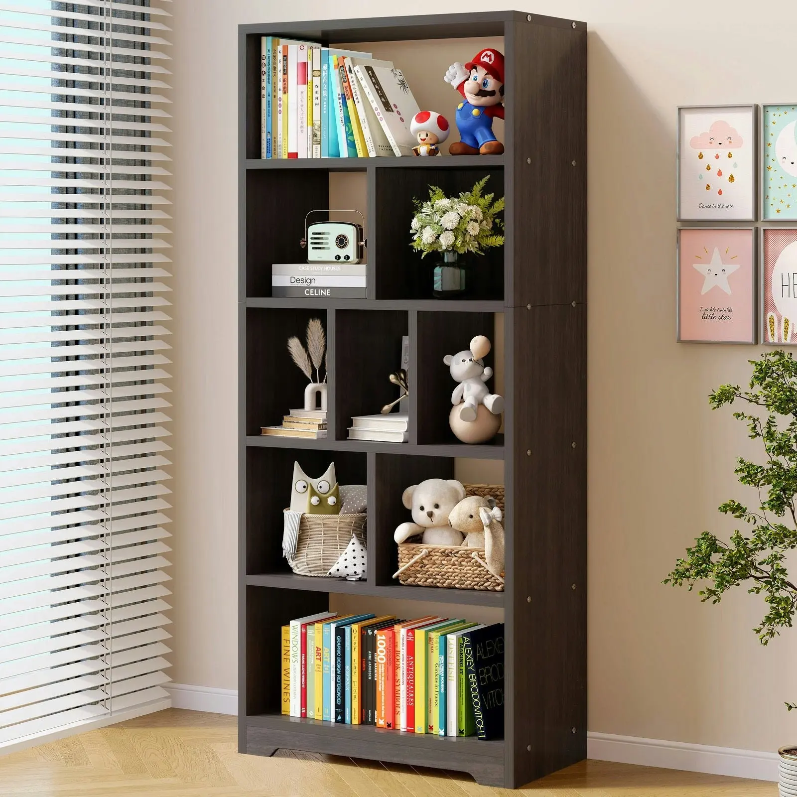 Aurora 1800mm Streamline Tall Display Shelf Bookshelf Organizer (Black Walnut)