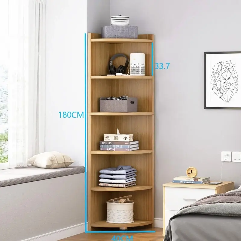 Inspire 6 Tier Large Stylish Wooden Corner Shelf Unit (Oak)