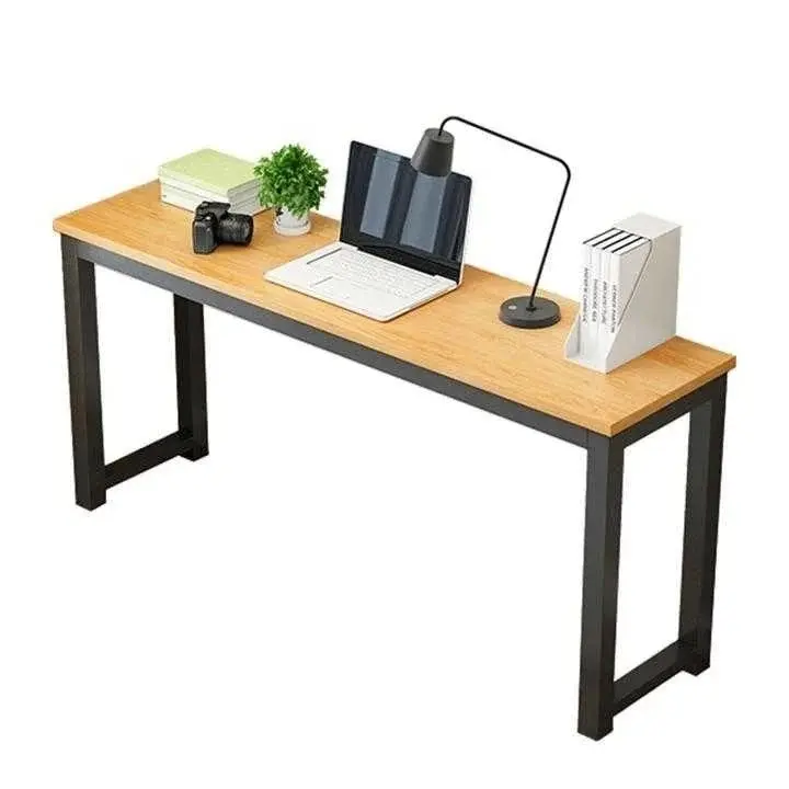 Profile Console Table Wood & Metal Narrow Desk (Oak & Black)