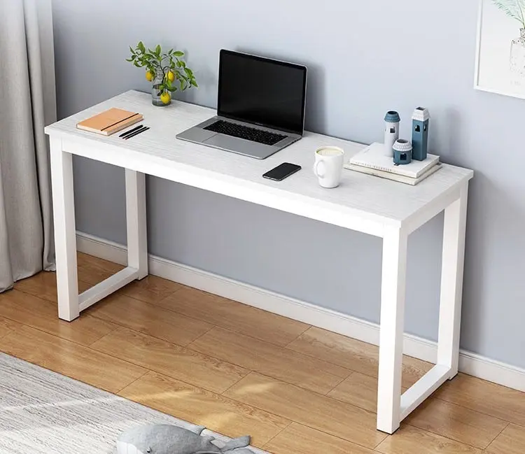 Profile Console Table Wood & Metal Narrow Desk (White)