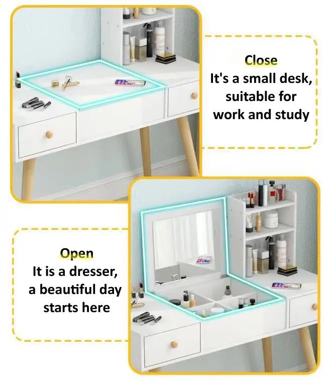 LED Luminous Lioness Dresser Vanity Table with Mirror and Storage Drawers (Copy)