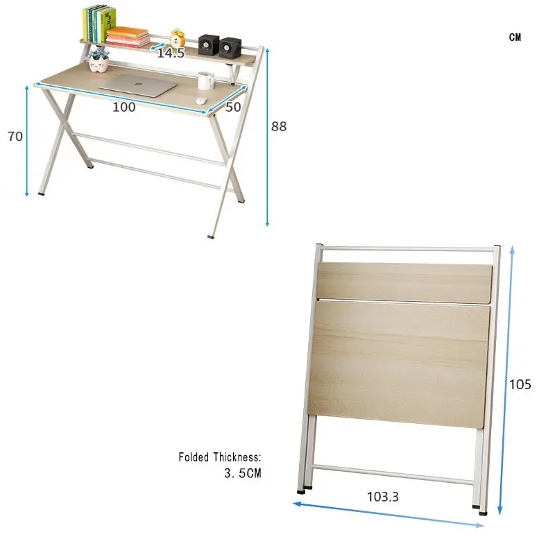 100cm Express Folding Desk with Shelf (Black Walnut)