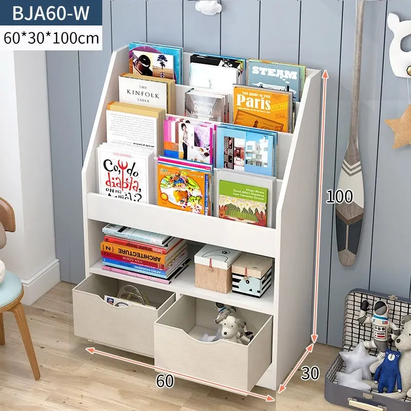 Clover Bookcase Storage Shelf Magazine Rack with Drawers