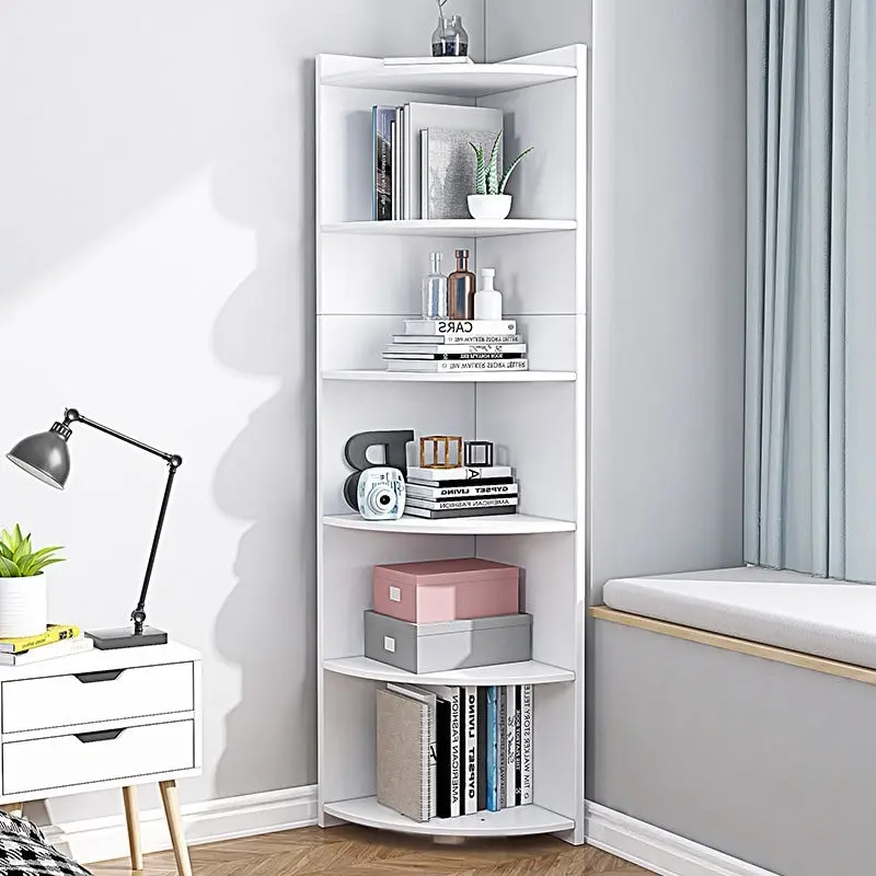 Inspire 6 Tier Large Stylish Wooden Corner Shelf Unit (White)