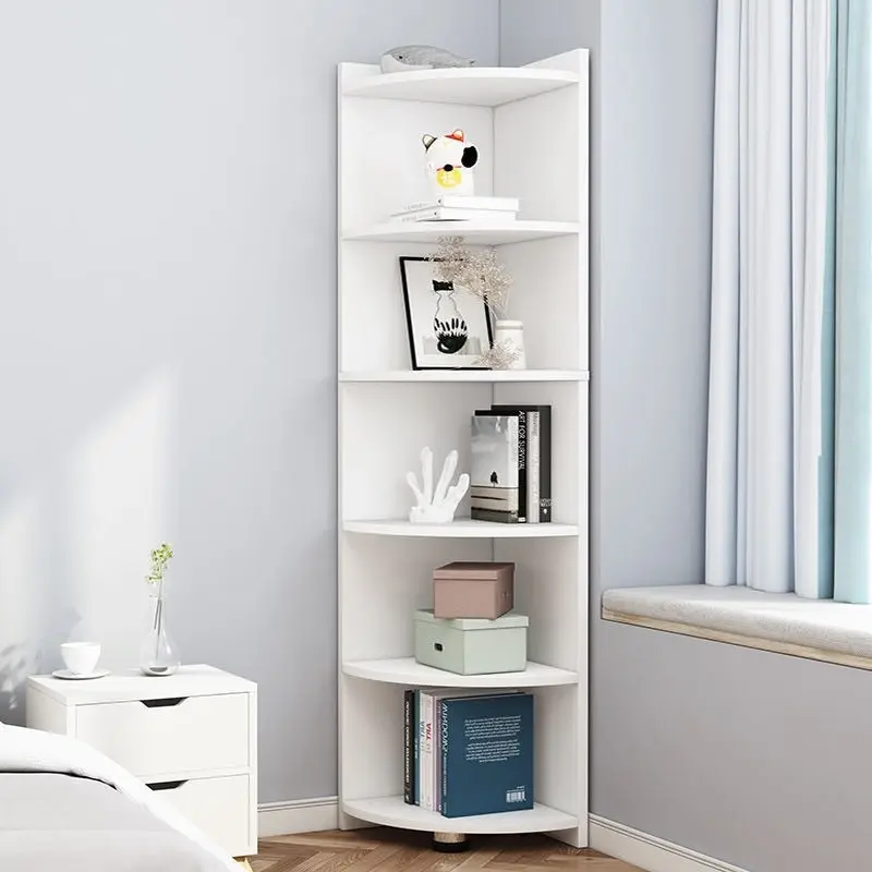 Inspire 6 Tier Large Stylish Wooden Corner Shelf Unit (White)