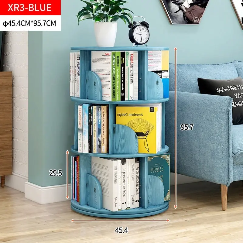 Sanctuary 360-degree Rotating 3 Tier Display Shelf Bookcase Organiser (Blue)