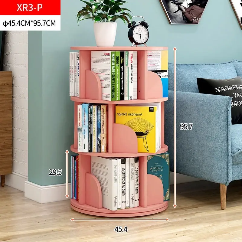 Sanctuary 360-degree Rotating 3 Tier Display Shelf Bookcase Organiser (Pink)