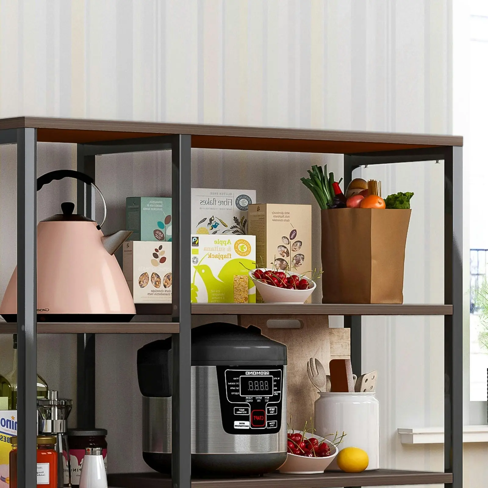 Urbane Combination Organizer Double Cabinet Kitchen Storage Shelf (Black Walnut)