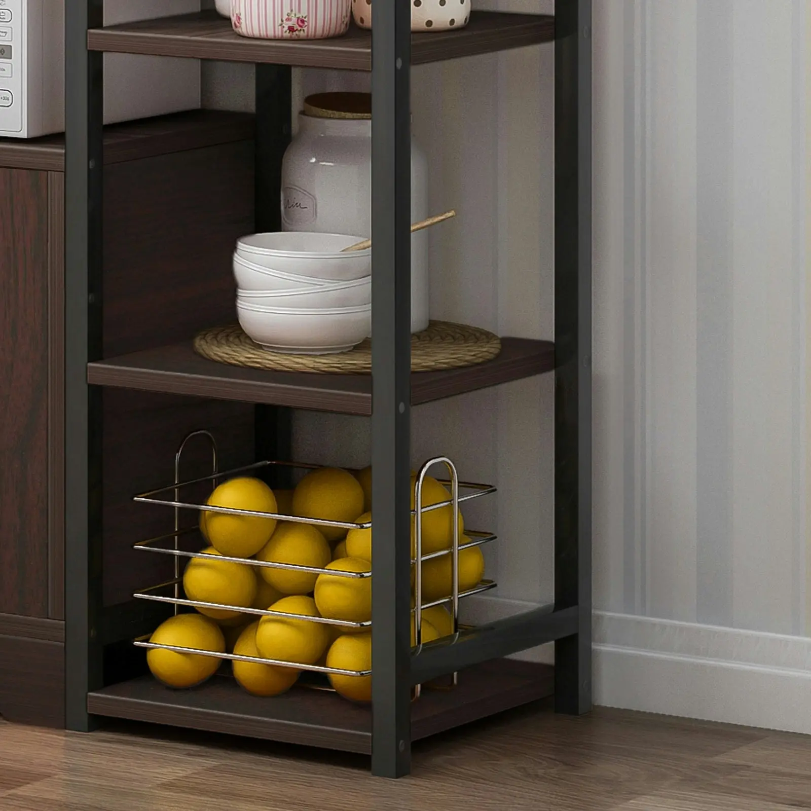 Urbane Combination Organizer Double Cabinet Kitchen Storage Shelf (Black Walnut)