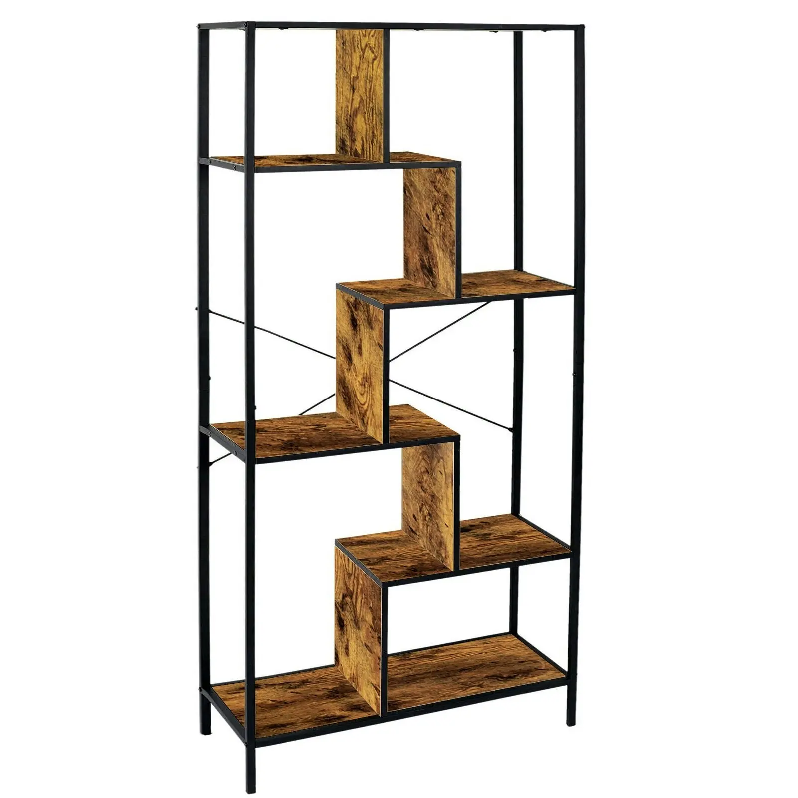 Pivot Premium Rustic Tall Bookcase Display Shelf Bookshelf Organizer