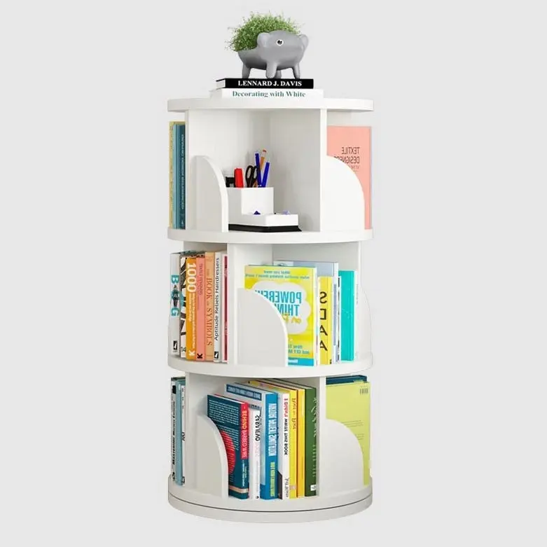 Sanctuary 360-degree Rotating 3 Tier Display Shelf Bookcase Organiser (White)