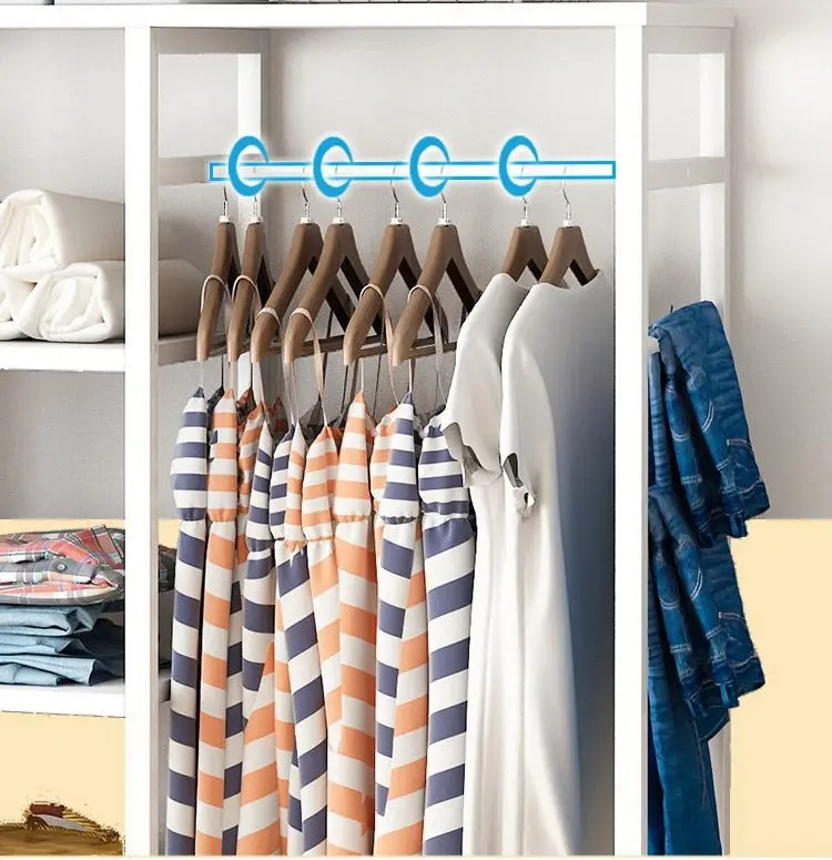 Galaxy Wardrobe Cupboard Shelves & Clothes Hanging Racks (White & Oak)