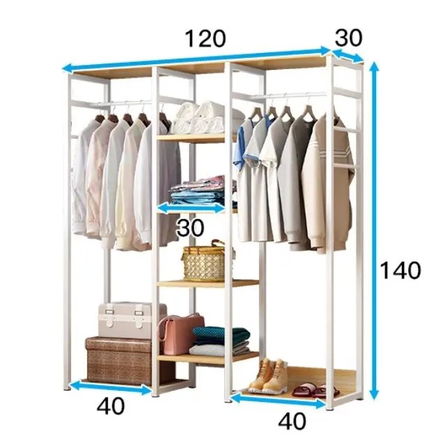 Galaxy Wardrobe Cupboard Shelves & Clothes Hanging Racks (White & Oak)