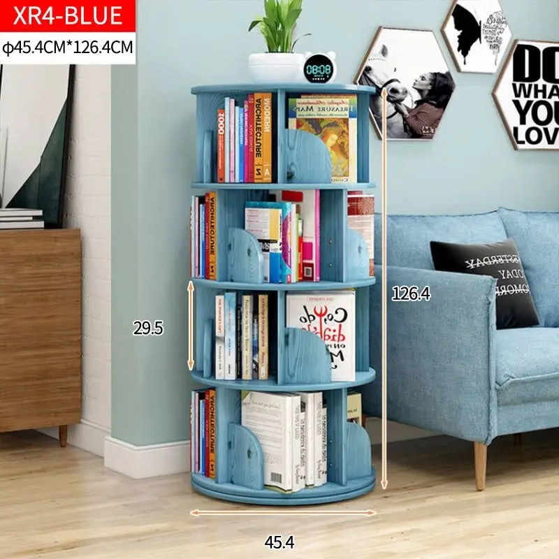 Sanctuary 360-degree Rotating 4 Tier Display Shelf Bookcase Organiser (Blue)