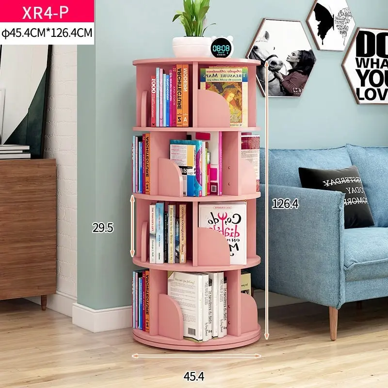 Sanctuary 360-degree Rotating 4 Tier Display Shelf Bookcase Organiser (Pink)