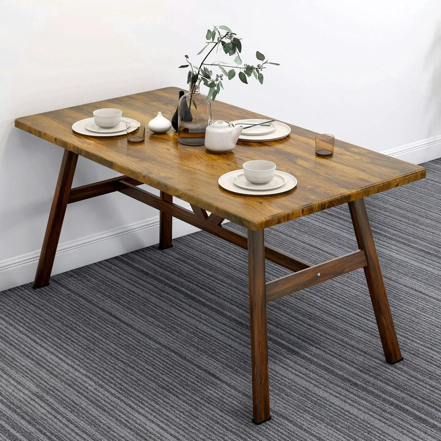 Apollo Wood and Steel Dining Table (Walnut)