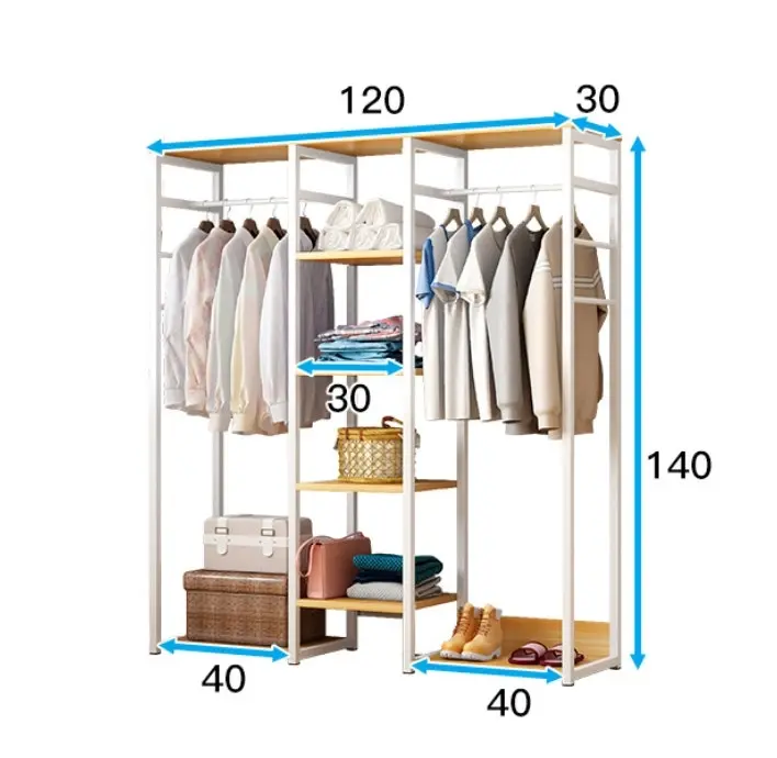 Galaxy Wardrobe Cupboard Shelves & Clothes Hanging Racks (Black Walnut)