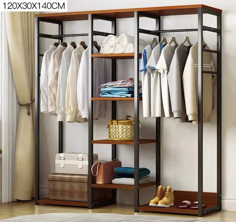 Galaxy Wardrobe Cupboard Shelves & Clothes Hanging Racks (Black Walnut)